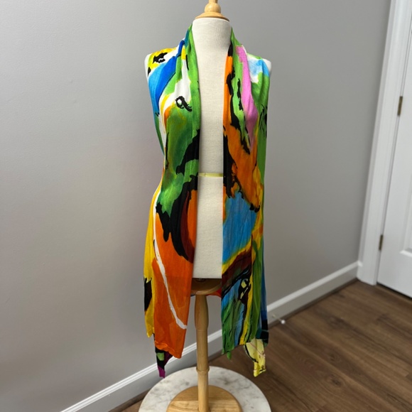 Adore Jackets & Blazers - Adore Colorful Artsy Long Cardigan Vest Sz M
